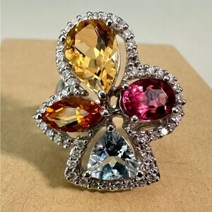 14k white gold multi gemstone ring 4.43 carat total weight Gems TV, gorgeous